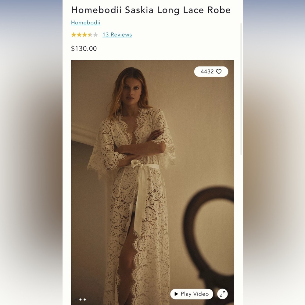 Hombodii White lace bridal robe